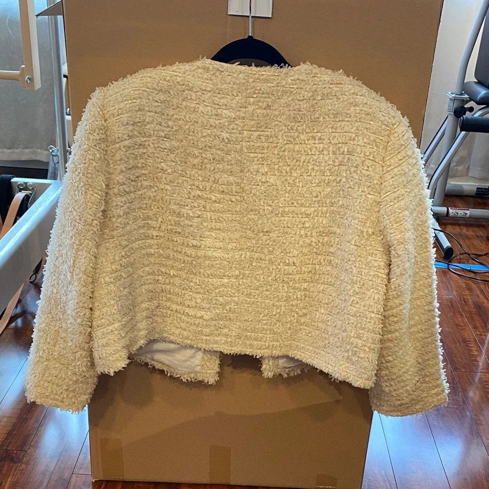 H&M Cream Bouclé Open-Front Jacket - Picture 7 of 11